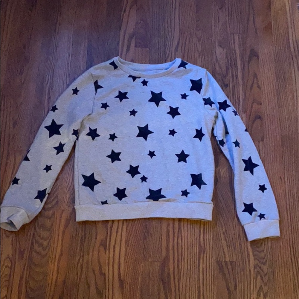 Girls Grey with navy starts crew neck